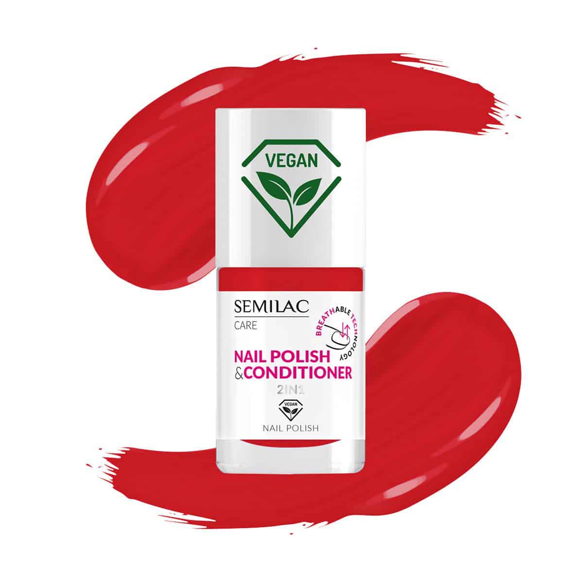 016 SEMILAC 2in1 BREATHABLE CLASSIC NAIL POLISH WITH CONDITIONER 7ml 016 χρωματιστό βερνίκι νυχιών με conditioner 7ml breathable 2in1 2 σε 1 Semilac