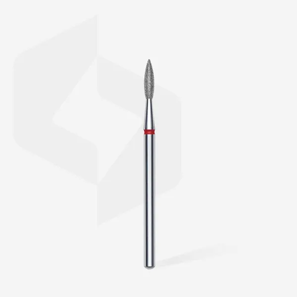 Diamond nail drill bit pointed flame red EXPERT head diameter 2,1 mm / working part 8 mm