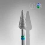 Diamond nail drill bit DUO pointed pear blue-green EXPERT head diameter 5 mm / working part 12 mm
